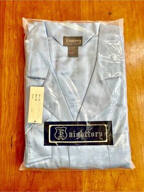 NWT Knighttory Vintage 1970's Men’s 2pc. Sleep Set Satin Pajamas. Light Blue XXL